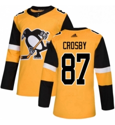 Mens Adidas Pittsburgh Penguins 87 Sidney Crosby Premier Gold Alternate NHL Jersey 