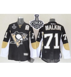 Penguins #71 Evgeni Malkin Black 2017 Stanley Cup Final Patch Stitched NHL Jersey