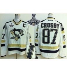 Penguins #87 Sidney Crosby White 2014 Stadium Series Autographed 2017 Stanley Cup Finals Champions Stitched NHL Jersey