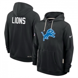 Men Detroit Lions Black Sideline Standard Issue Initial Home Dri FIT Pullover Hoodie