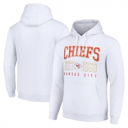 Men Kansas City Chiefs White Throwback Logo Pullover Hoodie