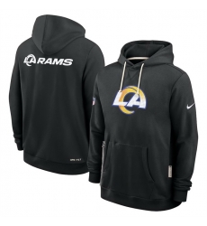 Men Los Angeles Rams Black Sideline Standard Issue Initial Home Dri FIT Pullover Hoodie Men Los Angeles Rams Black Sideline Standard Issue Initial Home Dri FIT Pullover Hoodie