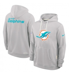 Men Miami Dolphins Charcoal Sideline Standard Issue Initial Home Dri FIT Pullover Hoodie Men Miami Dolphins Charcoal Sideline Standard Issue Initial Home Dri FIT Pullover Hoodie