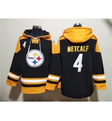Men Pittsburgh Steelers 4 DK Metcalf Black Ageless Must Have Lace Up Pullover Hoodie Men Pittsburgh Steelers 4 DK Metcalf Black Ageless Must Have Lace Up Pullover Hoodie