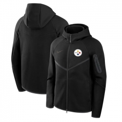 Men Pittsburgh Steelers Black Tech Fleece Full Zip Windrunner Hoodie
