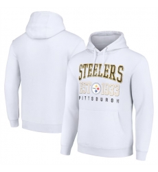 Men Pittsburgh Steelers White Throwback Logo Pullover Hoodie Men Pittsburgh Steelers White Throwback Logo Pullover Hoodie
