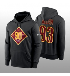 Men Washington Commanders 93 Jonathan Allen Black 90th Anniversary Performance Pullover Hoodie