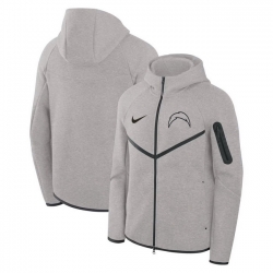 Men Los Angeles Chargers Grey Tech Fleece Windrunner Full Zip Hoodie