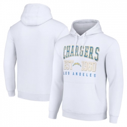 Men Los Angeles Chargers White Throwback Logo Pullover Hoodie