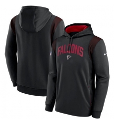 Men Atlanta Falcons Black Sideline Stack Performance Pullover Hoodie 001