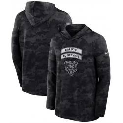 Men Chicago Bears Black 2026 Salute to Service Sideline Lightweight Hoodie Dri FIT Long Sleeve Top