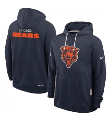 Men Chicago Bears Navy Sideline Standard Issue Initial Home Dri FIT Pullover Hoodie Men Chicago Bears Navy Sideline Standard Issue Initial Home Dri FIT Pullover Hoodie
