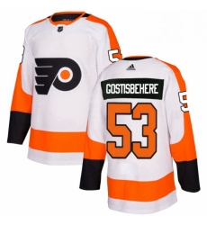 Womens Adidas Philadelphia Flyers 53 Shayne Gostisbehere Authentic White Away NHL Jersey 