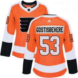 Womens Adidas Philadelphia Flyers 53 Shayne Gostisbehere Premier Orange Home NHL Jersey 