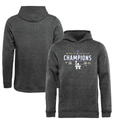 Men Los Angeles Dodgers 2020 World Series Champions Locker Room Pullover Hoodie Heather Charcoal