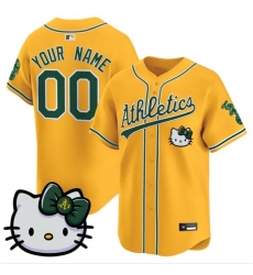 Men Oakland Athletics Active Player Custom Gold Hello Kitty Vapor Premier Limited Stitched Baseball Jersey Men Oakland Athletics Active Player Custom Gold Hello Kitty Vapor Premier Limited Stitched Baseball Jersey