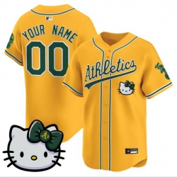 Men Oakland Athletics Active Player Custom Gold Hello Kitty Vapor Premier Limited Stitched Baseball Jersey
