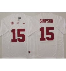 Men Alabama Crimson Tide White #15 TY SIMPSON Stitched F U S E NCAA Jersey Men Alabama Crimson Tide White #15 TY SIMPSON Stitched F U S E NCAA Jersey