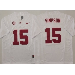Men Alabama Crimson Tide White #15 TY SIMPSON Stitched F U S E NCAA Jersey Men Alabama Crimson Tide White #15 TY SIMPSON Stitched F U S E NCAA Jersey