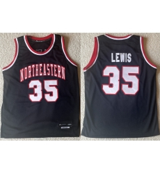 Men Northeastern University 35 Reggie Lewis Black Stitched Basketball Jersey Men Northeastern University 35 Reggie Lewis Black Stitched Basketball Jersey