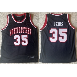 Men Northeastern University  35 Reggie Lewis Black Stitched Basketball Jersey