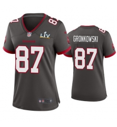 Women Rob Gronkowski Buccaneers Pewter Super Bowl Lv Game Jersey