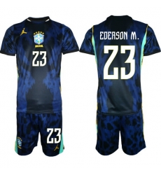Youth Brazil 2026 FIFA World Cup Blue Away Soccer Jersey EDERSON M. #23 Youth Brazil 2026 FIFA World Cup Blue Away Soccer Jersey EDERSON M. #23
