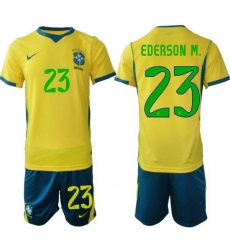 Men Brazil 2026 FIFA World Cup Yellow Home Soccer Jersey EDERSON M. #23 Green Men Brazil 2026 FIFA World Cup Yellow Home Soccer Jersey EDERSON M. #23 Green