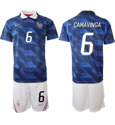 Men France 2026 FIFA World Cup Blue Soccer Jersey #6 Eduardo Camavinga