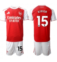 Men Arsenal 2026 Soccer Jerseys Red White #15 KIWIOR Men Arsenal 2026 Soccer Jerseys Red White #15 KIWIOR