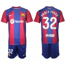 Men Barcelona 32 Pablo Torre Blue Red 2023 24 Home Soccer Jersey Men Barcelona 32 Pablo Torre Blue Red 2023 24 Home Soccer Jersey