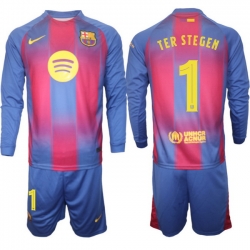 Men FC Barcelona 2026 Soccer Jerseys Red Long #1 TER STEGEN (2)