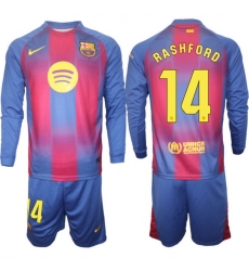 Men FC Barcelona 2026 Soccer Jerseys Red Long #14 RASHFORD Men FC Barcelona 2026 Soccer Jerseys Red Long #14 RASHFORD