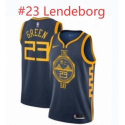 Men Nike Golden State Warriors Yaxel Lendeborg #23 Swingman Badge Jersey Navy Blue