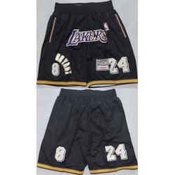 Men Los Angeles Lakers 24 Kobe Bryant Black Shorts   Men Los Angeles Lakers 24 Kobe Bryant Black Shorts
