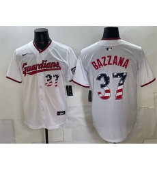 Men Cleveland Guardians 37 Travis Bazzana White USA 250 Fourth of July Home Stitched Baseball Jersey Men Cleveland Guardians 37 Travis Bazzana White USA 250 Fourth of July Home Stitched Baseball Jersey