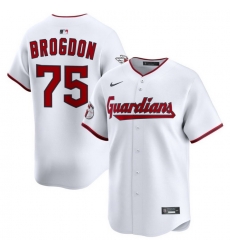 Men Cleveland Guardians Nike White Home Limited Jersey Brogdon Connor 75