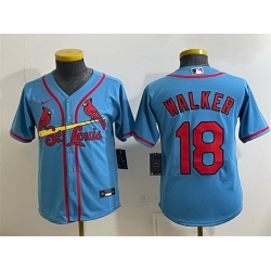 Youth St  Louis Cardinals  18 Jordan Walker Blue Cool Base Stitched Baseball Jersey