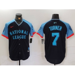 Men National League 7 Trea Turner Navy 2024 All Star Limited Stitched Baseball Jersey 5