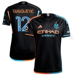 Men's New York City FC Strahinja Tanasijevic adidas Black 2024 24 7 Kit Authentic Player Jersey