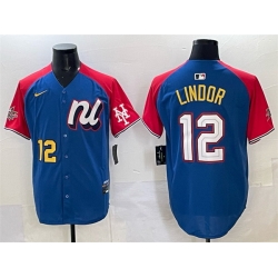 Men National League 12 Francisco Lindor Blue Red Alternate 2025 All Star Edition Limited Stitched Baseball Jersey Men National League 12 Francisco Lindor Blue Red Alternate 2025 All Star Edition Limited Stitched Baseball Jersey