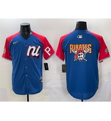 Men National League Pittsburgh Pirates Team Big Logo Blue Red Alternate 2025 All Star Edition Limited Stitched Baseball Jersey