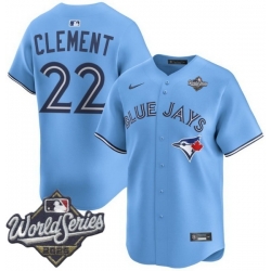 Men Toronto Blue Jays 22 Ernie Clement Light Blue Cool Base Stitched Baseball Jersey Men Toronto Blue Jays 22 Ernie Clement Light Blue Cool Base Stitched Baseball Jersey