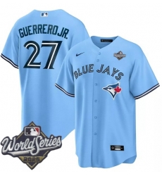 Men Toronto Blue Jays 27 Vladimir Guerrero Jr. Light Blue Cool Base Stitched Baseball Jersey Men Toronto Blue Jays 27 Vladimir Guerrero Jr. Light Blue Cool Base Stitched Baseball Jersey