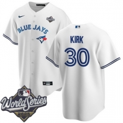 Men Toronto Blue Jays 30 Alejandro Kirk White Cool Base Stitched Jersey Men Toronto Blue Jays 30 Alejandro Kirk White Cool Base Stitched Jersey