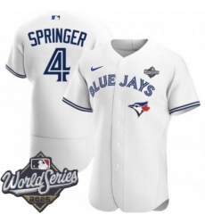 Men Toronto Blue Jays 4 George Springer 2020 White Flex Base Stitched Jerse