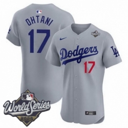 Men Los Angeles Dodgers 17 Shohei Ohtani 2025 World Series Cool Base Stitched Baseball Jersey Gray Men Los Angeles Dodgers 17 Shohei Ohtani 2025 World Series Cool Base Stitched Baseball Jersey Gray