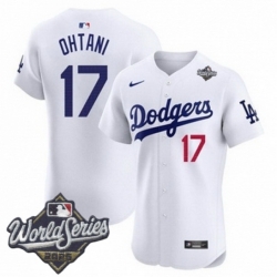 Men Los Angeles Dodgers 17 Shohei Ohtani 2025 World Series Cool Base Stitched Baseball Jersey White Men Los Angeles Dodgers 17 Shohei Ohtani 2025 World Series Cool Base Stitched Baseball Jersey White