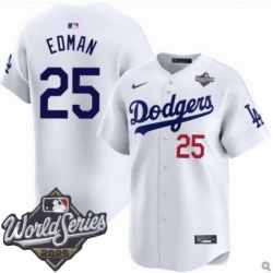 Men Los Angeles Dodgers 25 Tommy Edman 2025 World Series Cool Base Stitched Baseball Jersey White Men Los Angeles Dodgers 25 Tommy Edman 2025 World Series Cool Base Stitched Baseball Jersey White