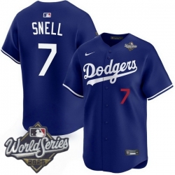 Men Los Angeles Dodgers 7 Blake Snell 2025 World Series Cool Base Stitched Baseball Jersey Blue Men Los Angeles Dodgers 7 Blake Snell 2025 World Series Cool Base Stitched Baseball Jersey Blue
